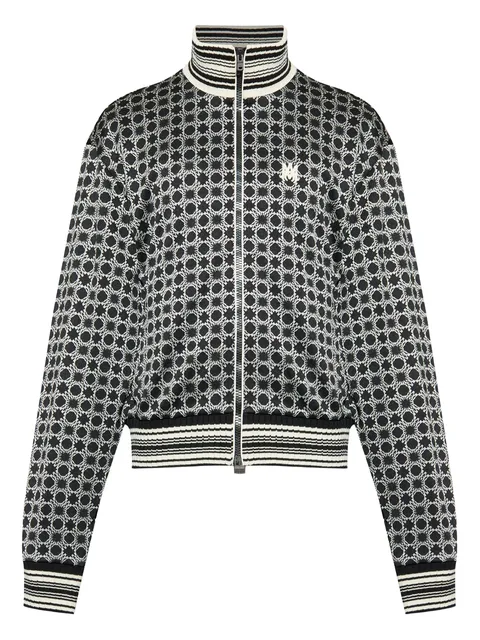 geometric-pattern zip-up jacket