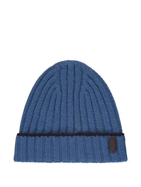 ribbed brim turned-up beanie hat
