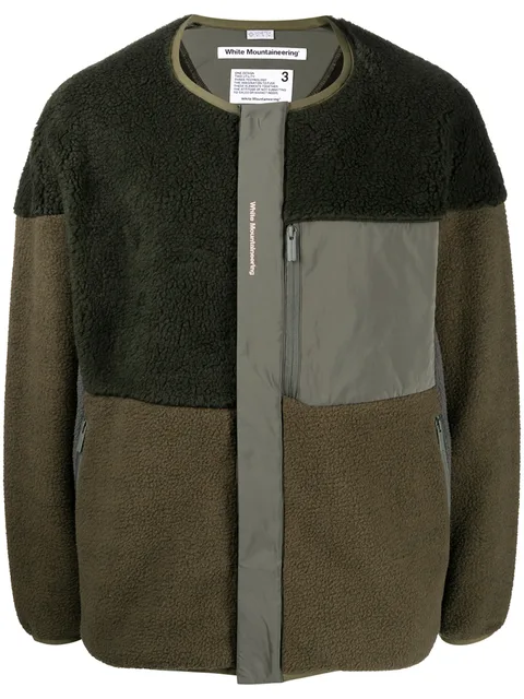 patchwork collarless jacket