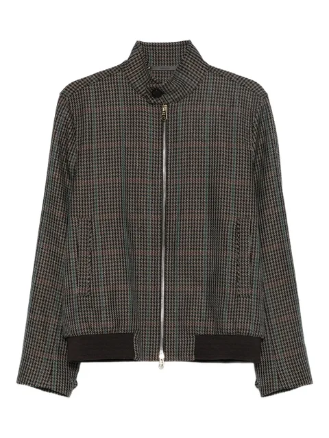 checked zip-up bomber jacket