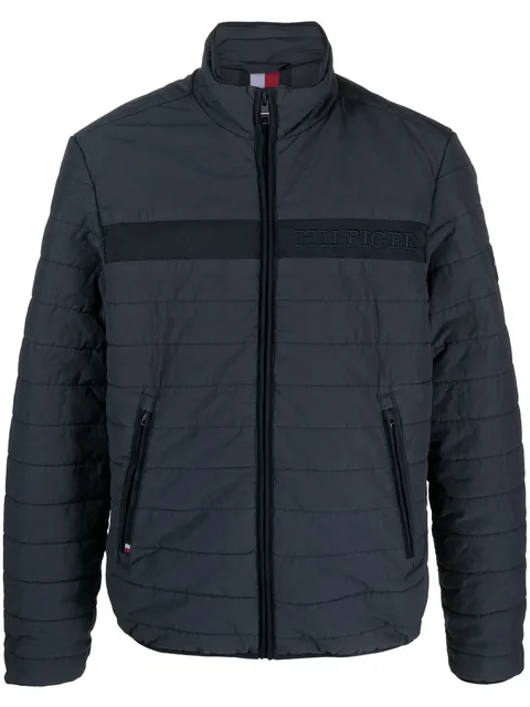 logo-embroidered padded jacket