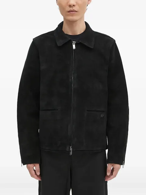 suede zip-front jacket