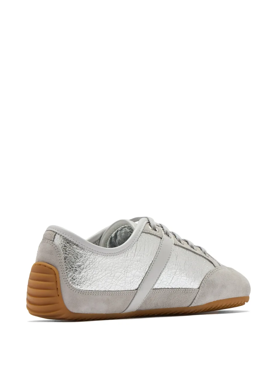 Slim metallic-effect panelled lace-up sneakers 3