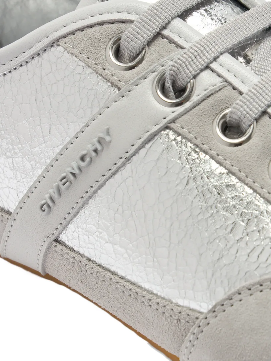 Slim metallic-effect panelled lace-up sneakers 8