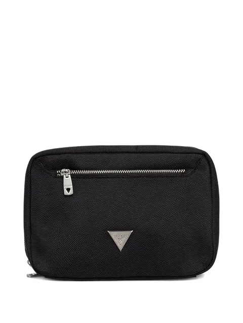 Berna logo-plaque zip-around wash bag