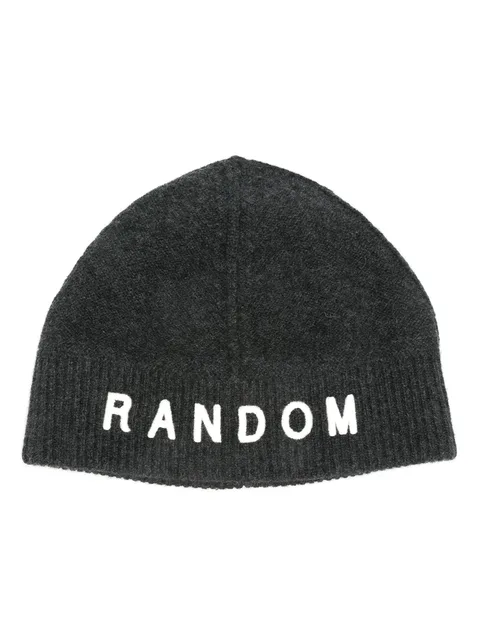 embroidered-logo brushed beanie