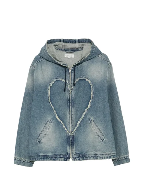 heart hooded denim jacket