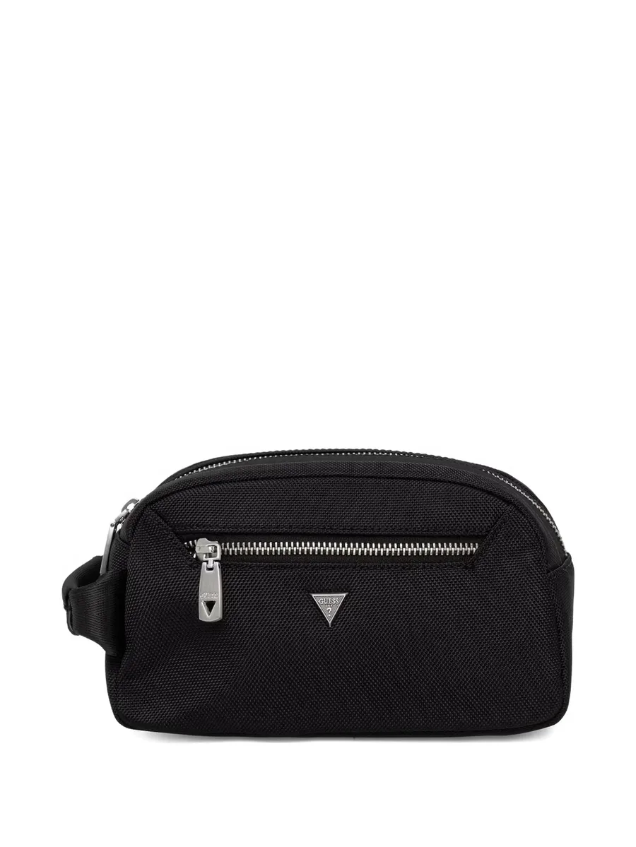 Berna logo-plaque zip-fastening wash bag 2