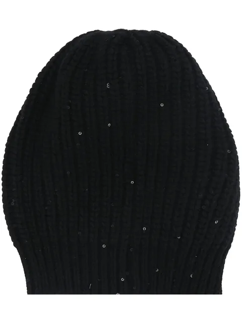 sequined rib knit beanie