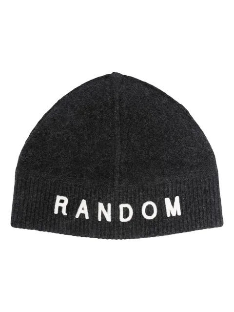 slogan-embroidered ribbed-knit beanie