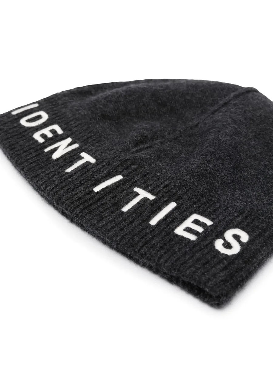slogan-embroidered ribbed-knit beanie 4