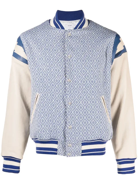diamond-jacquard baseball jacket