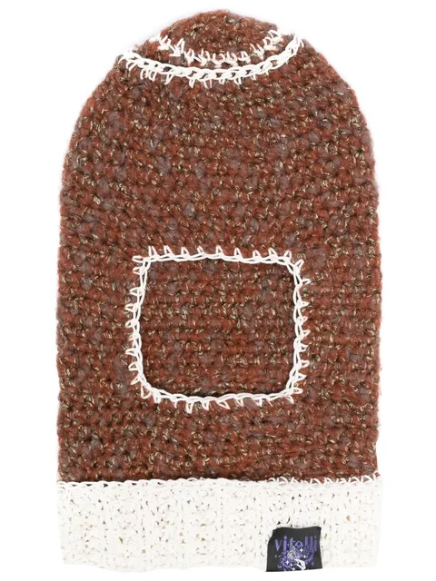 contrast-stitch crochet-knit balaclava