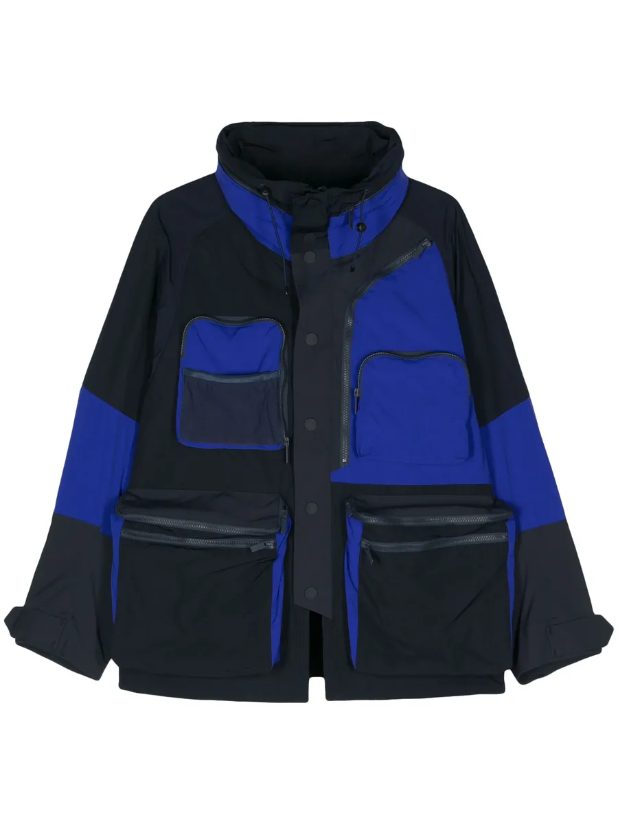 colour-block multi-pocket parka 2