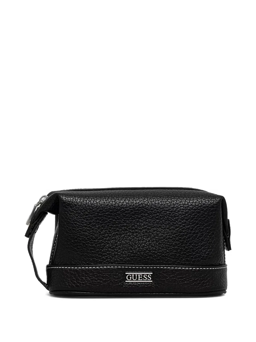 logo-plaque pebbled wash bag 1