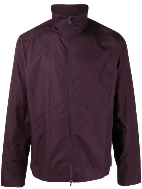 zipped-up stand-up neck jacket