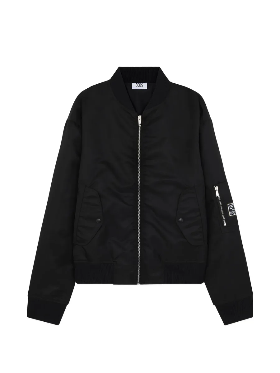 logo-patch bomber jacket 1