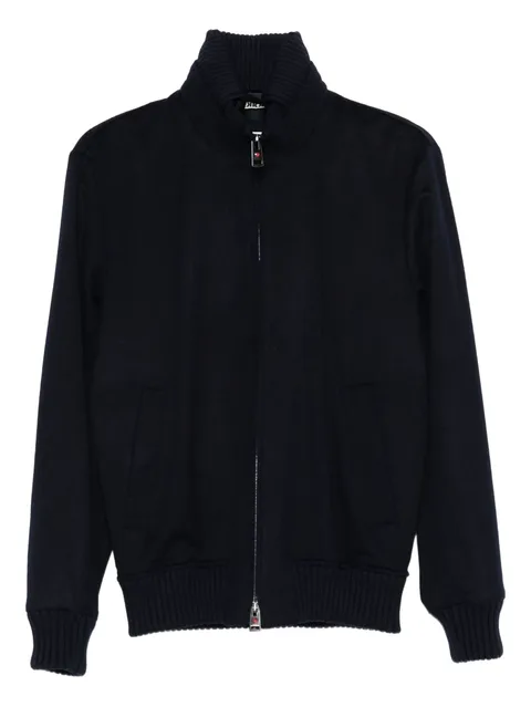 ribbed-knit zip-up jacket