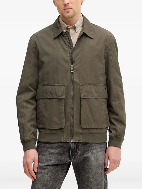 flap-pocket zip-up jacket
