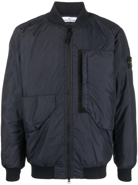 Compass-badge panelled bomber jacket
