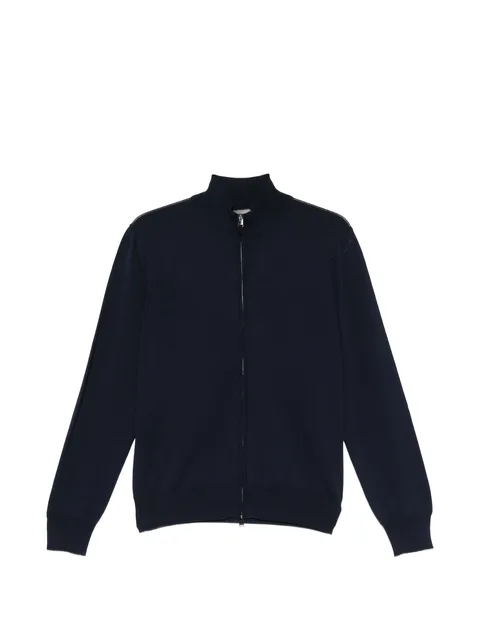 zip-up knitted cardigan