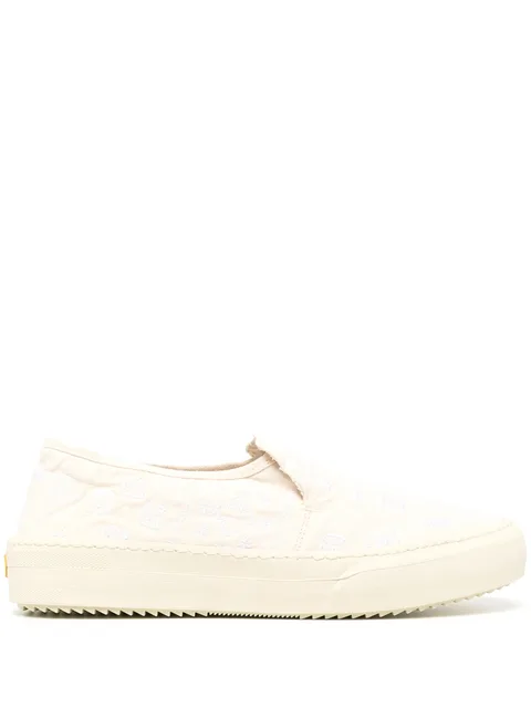 embroidered-design slip-on sneakers