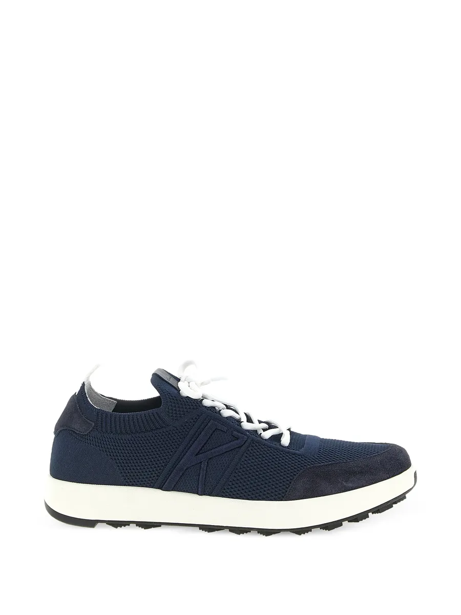 knitted suede-panel sneakers 2