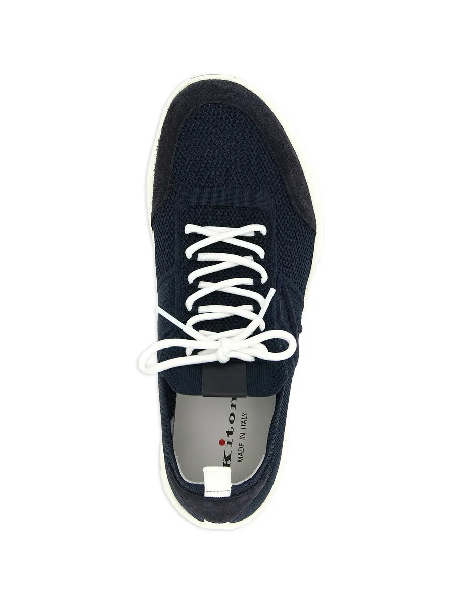 knitted suede-panel sneakers 3