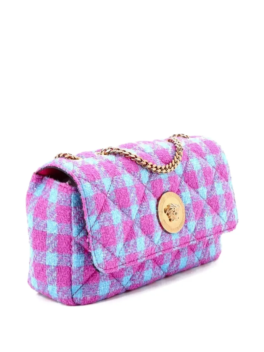 Medusa Icon Chain Flap Bag Quilted Tweed East West shoulder bag 6