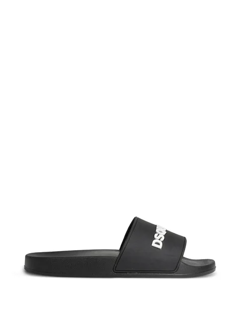 logo-embossed slip-on slides