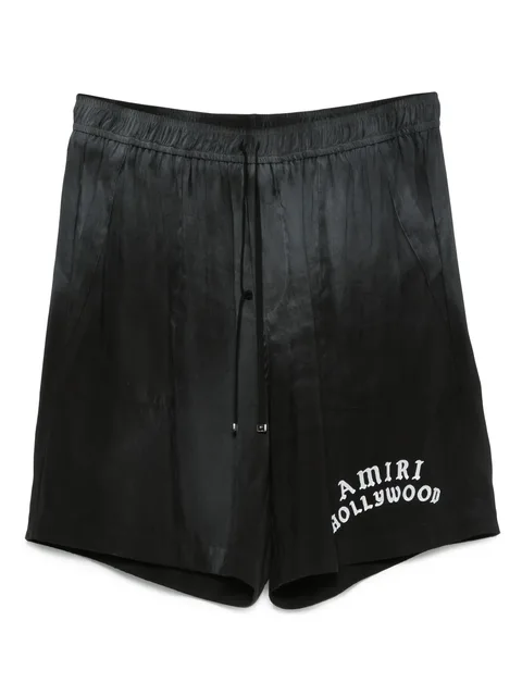 logo-embroidered silk shorts