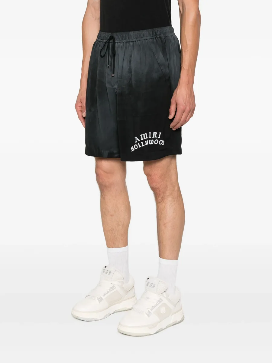 logo-embroidered silk shorts 5