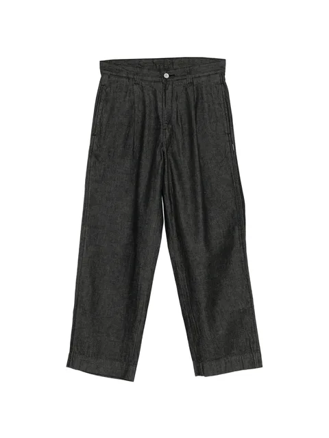 pleated denim jeans
