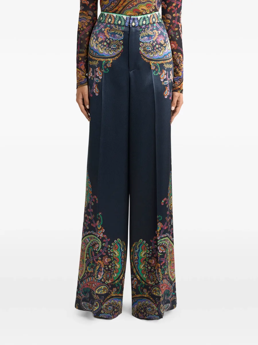 брюки широкого кроя с принтом 6