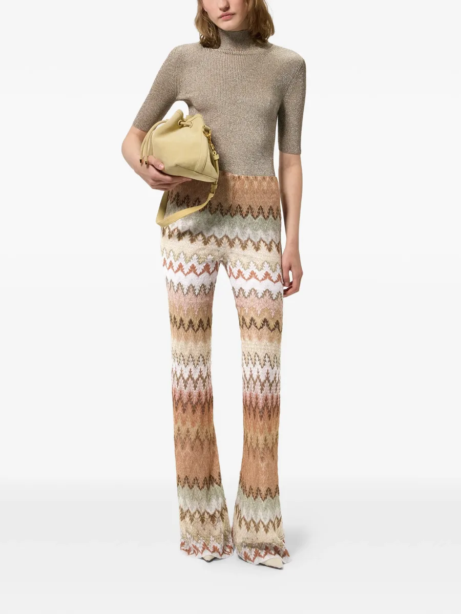 zigzag-knit flared trousers 4