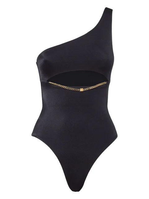 chain-embellishment cut-out one piece