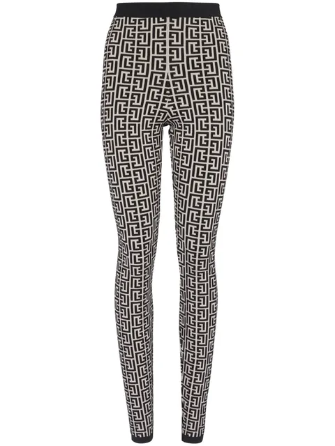monogram-print high-waisted leggings