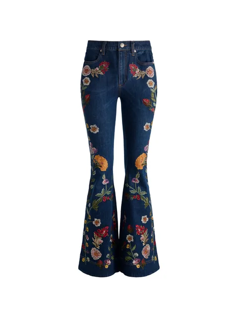 Beautiful floral embroidered jeans