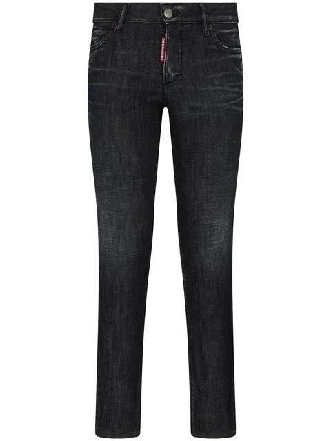logo-patch cotton-blend tapered jeans