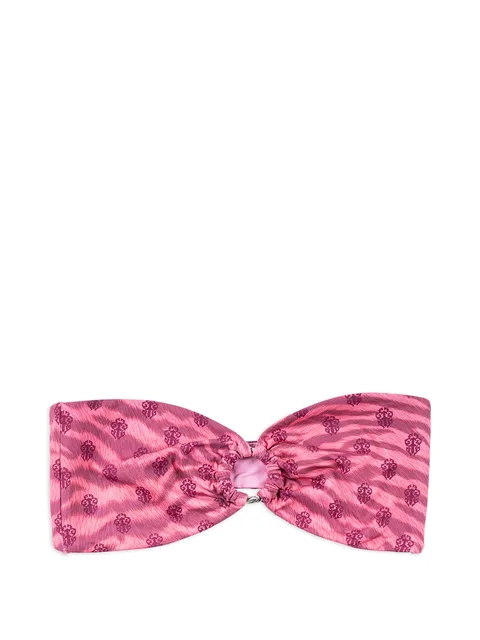 monogram-print bandeau bikini top