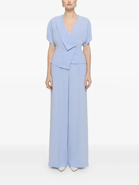 креповые брюки с завышенной талией