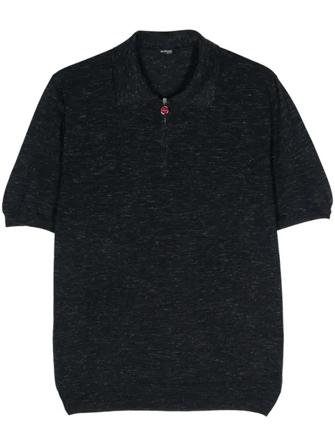 mélange fine-knit polo shirt