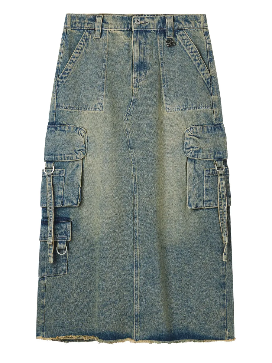 cargo frayed midi skirt 2