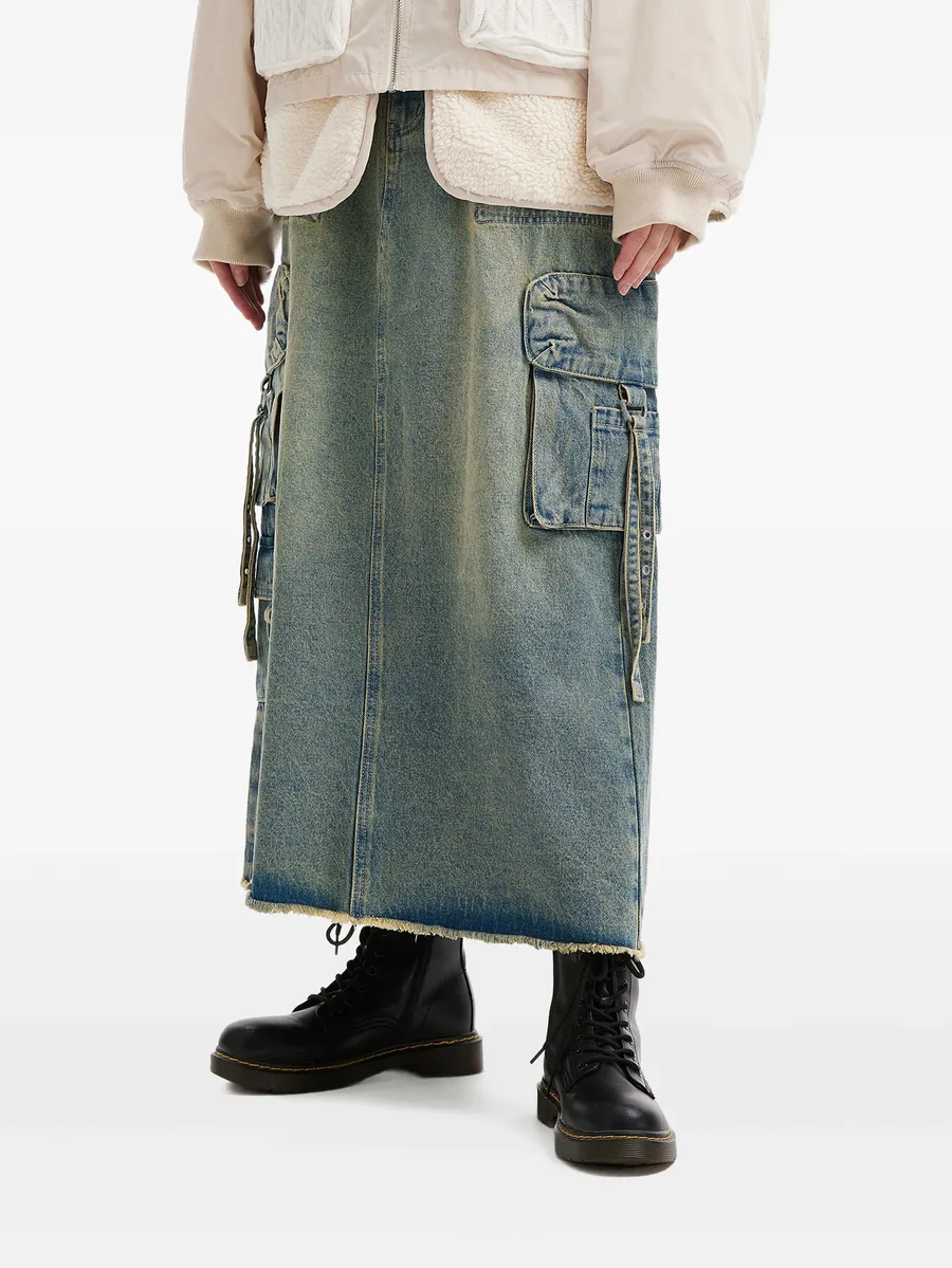 cargo frayed midi skirt 6