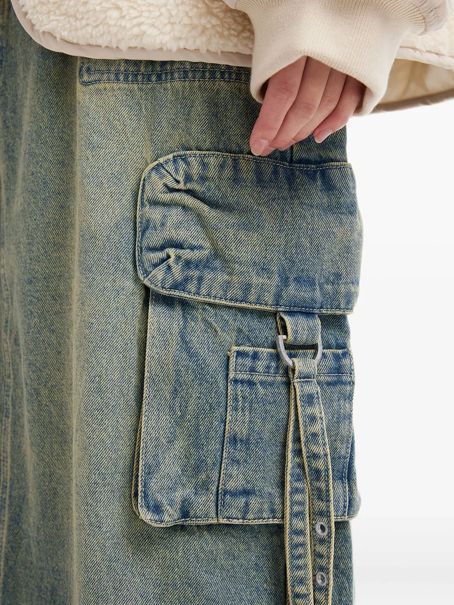 cargo frayed midi skirt 9