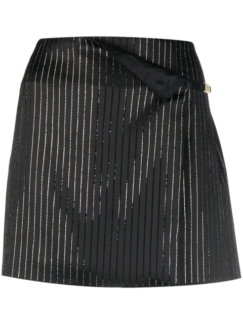 Logo Clip Pinstrip rhinestone-embellished skirt