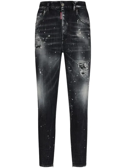 distressed tapered jeans
