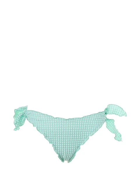 Moon Seersucker gingham side-tie bikini bottoms