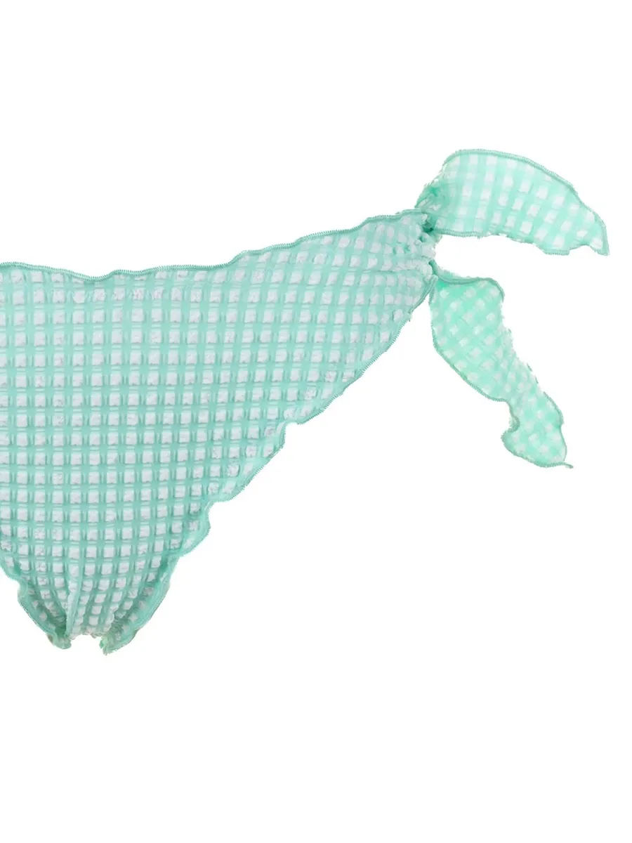 Moon Seersucker gingham side-tie bikini bottoms 4
