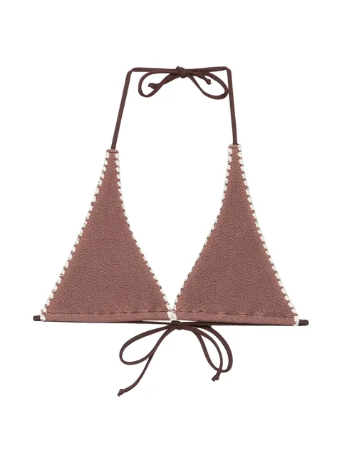 Guiana crinkle embroidered bikini top